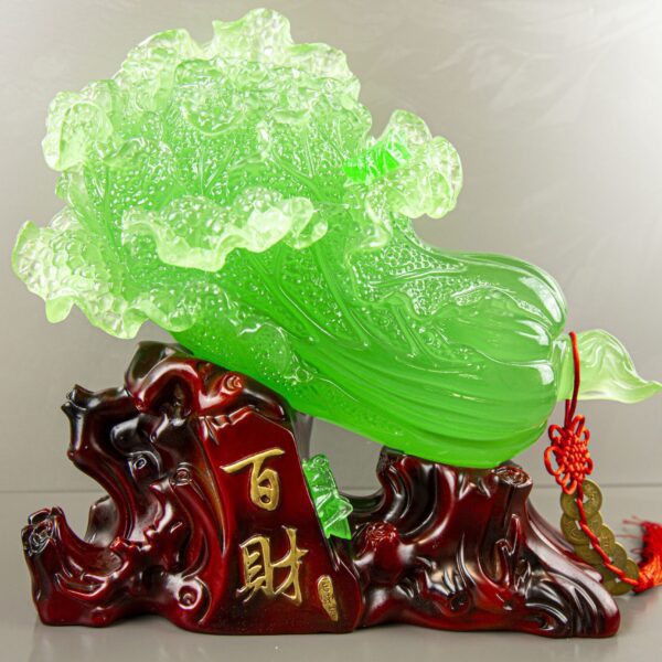 KOKOPRIME Jade Cabbage figurine on polished base symbolizing wealth and abundance