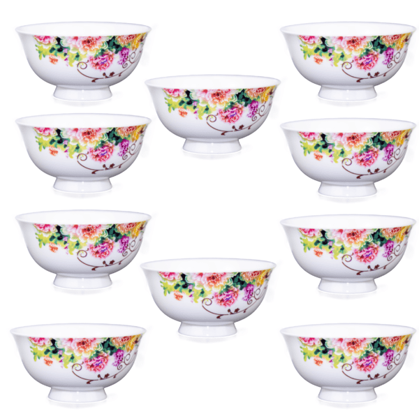 KOKOPRIME 350ml porcelain bowl with hand-painted bamboo for elegant rice or soup servingDescription: Traditional Chinese-style bamboo bowl made of porcelain, with graceful green leaf design, ideal for home or gifting.