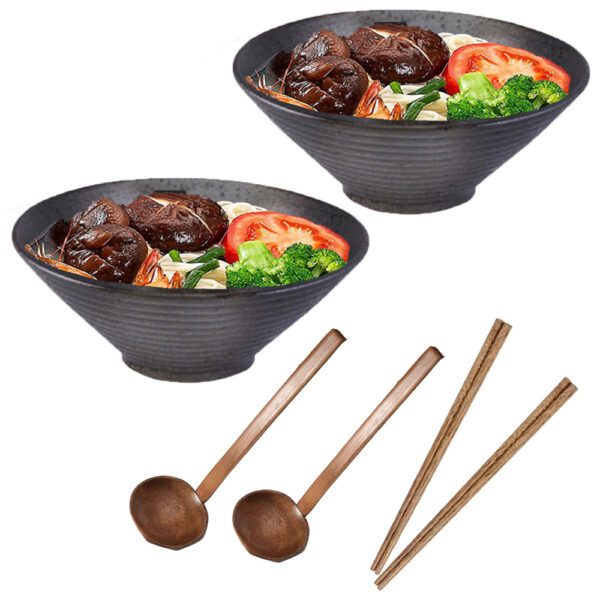 Ceramic Ramen Bowl Set KOKOPRIME Japanese Bowls Large Ceramic Soup Bowls Ramen Bowl Set with Chopsticks Ceramic Bowls with Lids Traditional Japanese Tableware Asian Dining Ceramic Set Microwave Safe Ceramic Bowls Dishwasher Safe Japanese Bowls Japanese Ceramic Gift Set