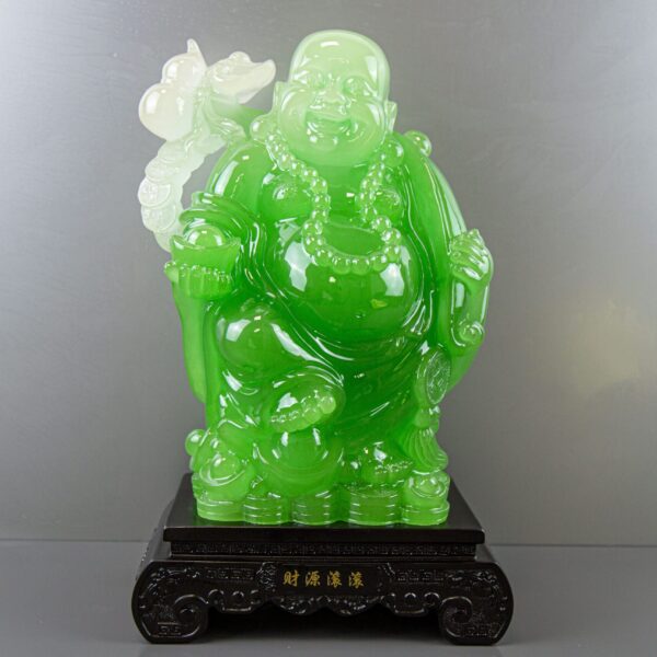 KOKOPRIME Jade Green Feng Shui Wealth Buddha Statue - Attract Prosperity & Fortune, Ideal Home & Office Decor, Auspicious Gift