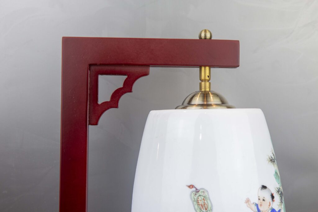 table lamp - Traditional Chinese Porcelain Table Lamp – Full View with Children Playing Design