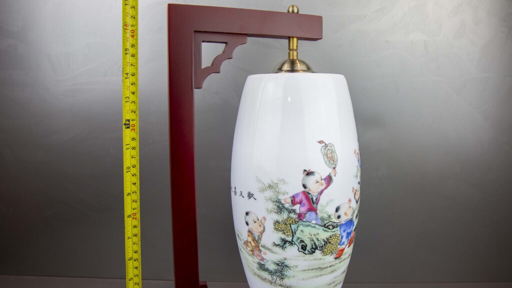 table lamp - Traditional Chinese Porcelain Table Lamp – Full View with Children Playing Design