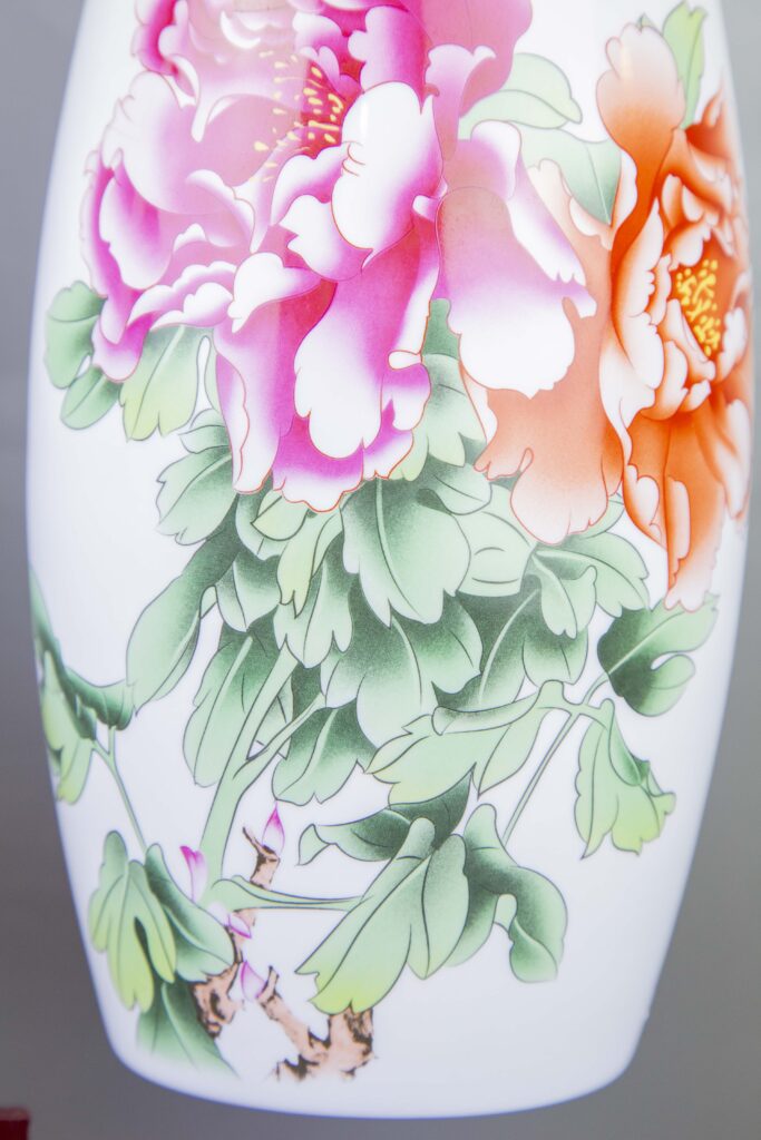 Peony Porcelain Table Lamp| Hand-Painted Chinese Lamp| Jingdezhen Ceramic Lamp| Oriental Decor Lamp| Chinese Art Lamp|