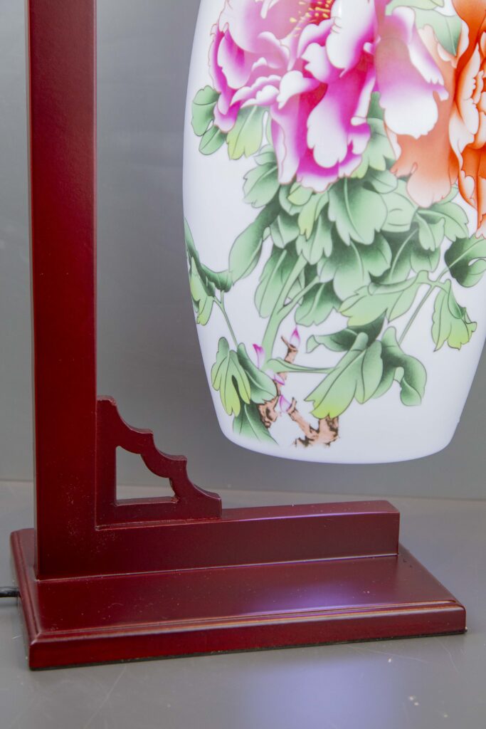 Peony Porcelain Table Lamp| Hand-Painted Chinese Lamp| Jingdezhen Ceramic Lamp| Oriental Decor Lamp| Chinese Art Lamp|