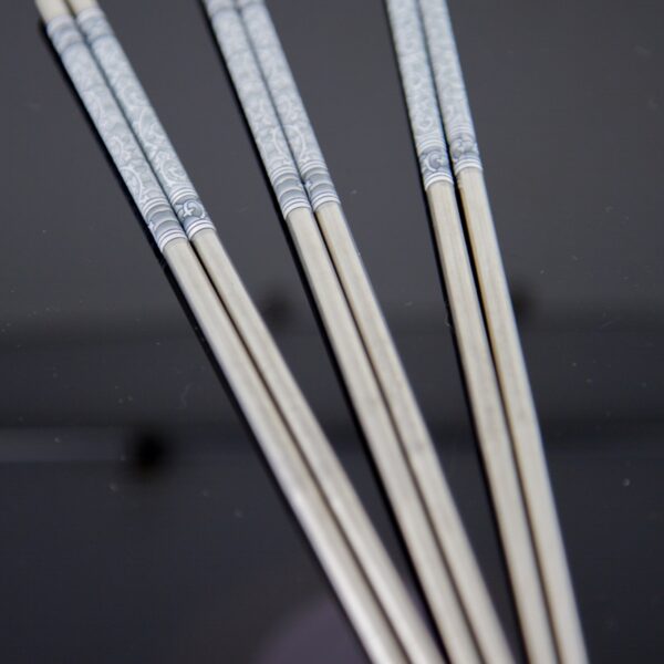 Stainless steel chopsticks with blue floral grips by KOKOPRIME