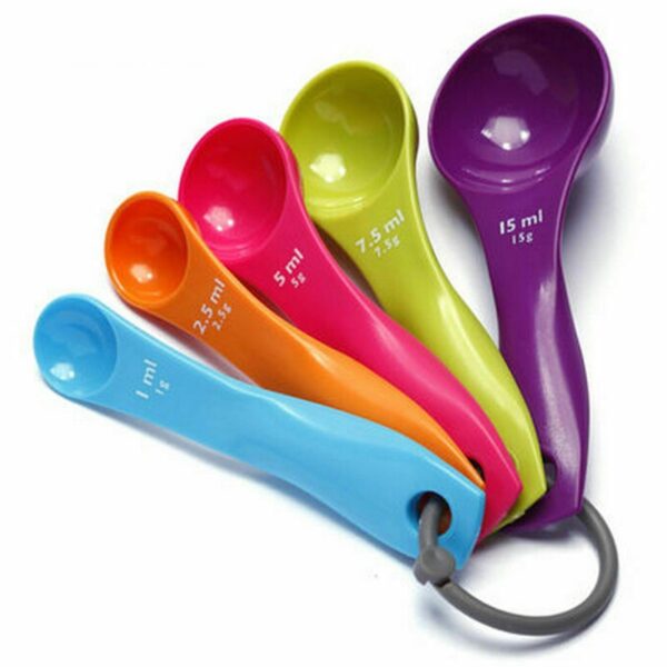 KOKOPRIME 5-Piece Colorful Plastic Measuring Spoon Set – 1ml to 15ml