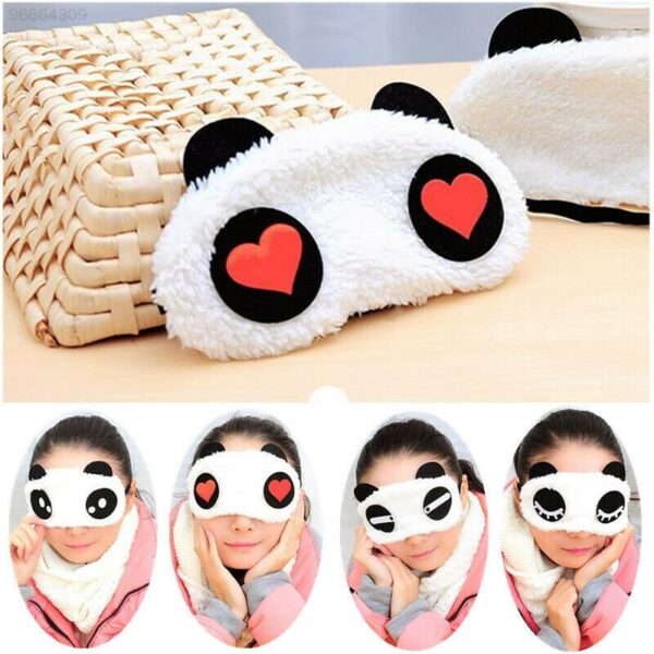 KOKOPRIME panda sleep mask with heart eyes, fluffy plush design