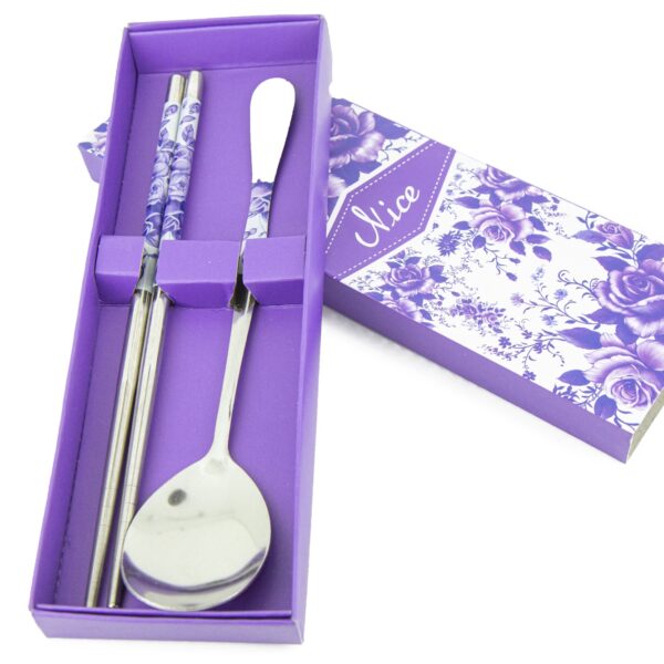 KOKOPRIME stainless steel pink spoon and chopsticks set